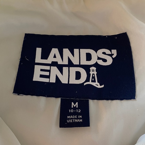 Lands' End White Quilted Vest. Full Zip. Long. Size M. Pockets. - Picture 8 of 14